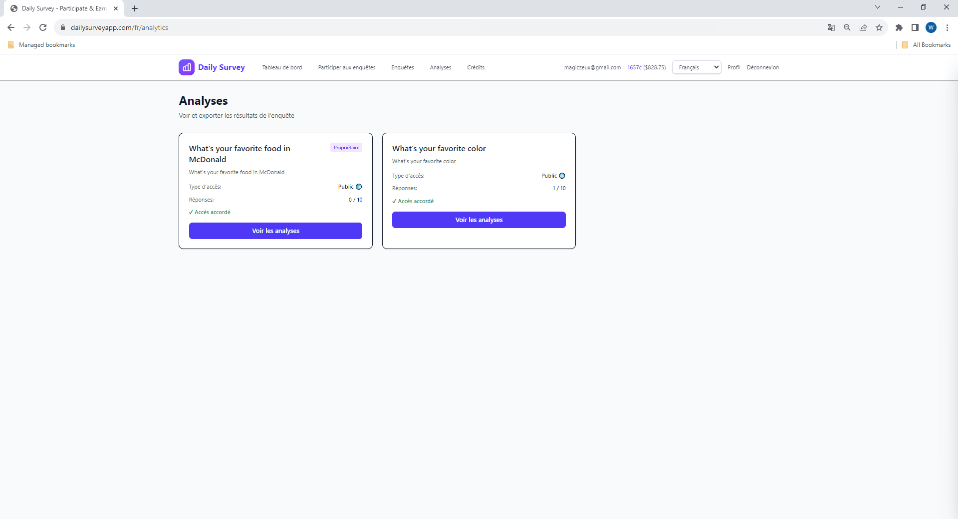 SĂ©lectionner une enquĂȘte dans la liste