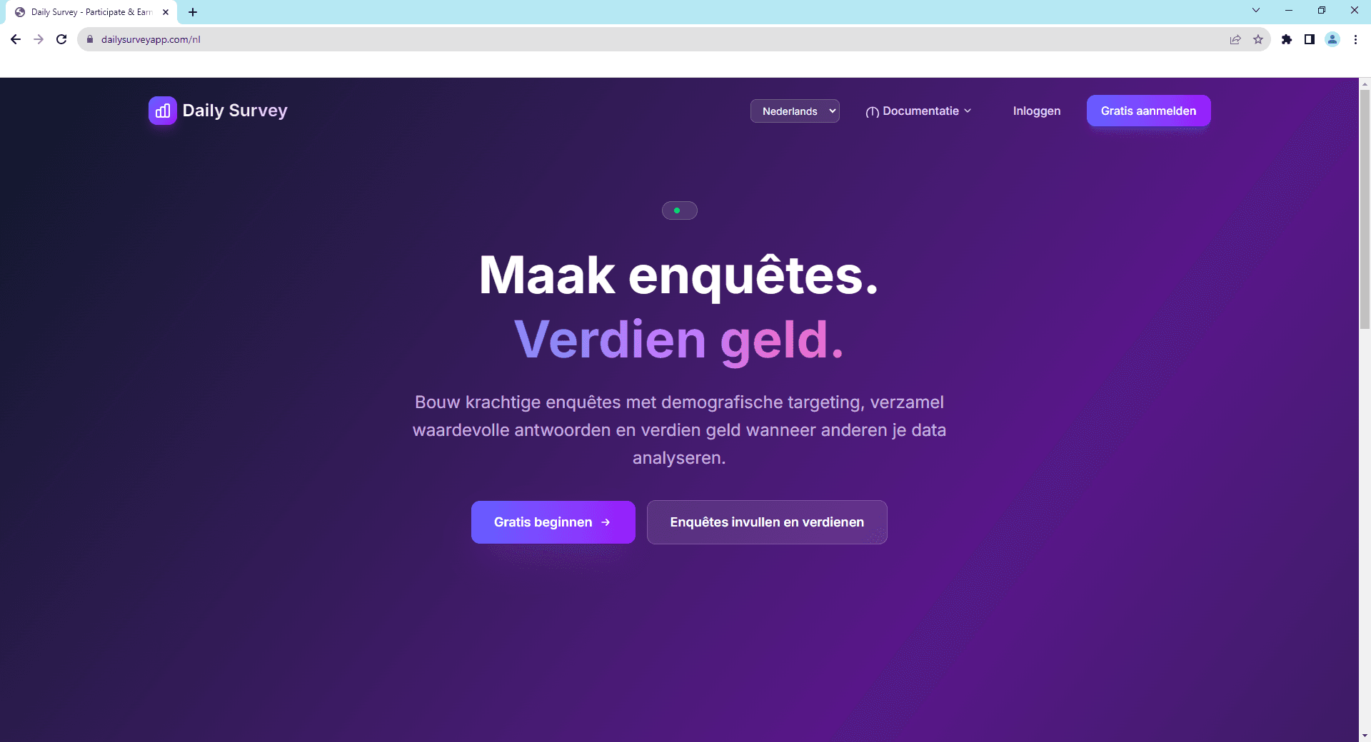 Daily Survey Startpagina - Maak enquĂȘtes en verdien geld
