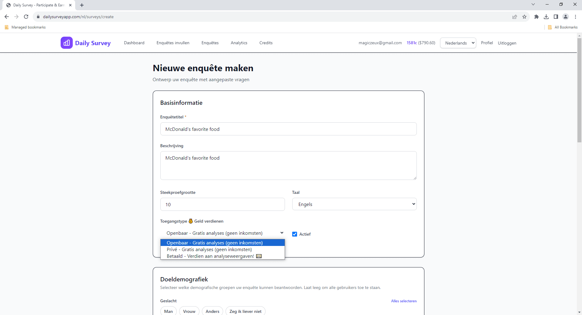 EnquĂȘte details formulier - Titel, beschrijving en tijdschatting
