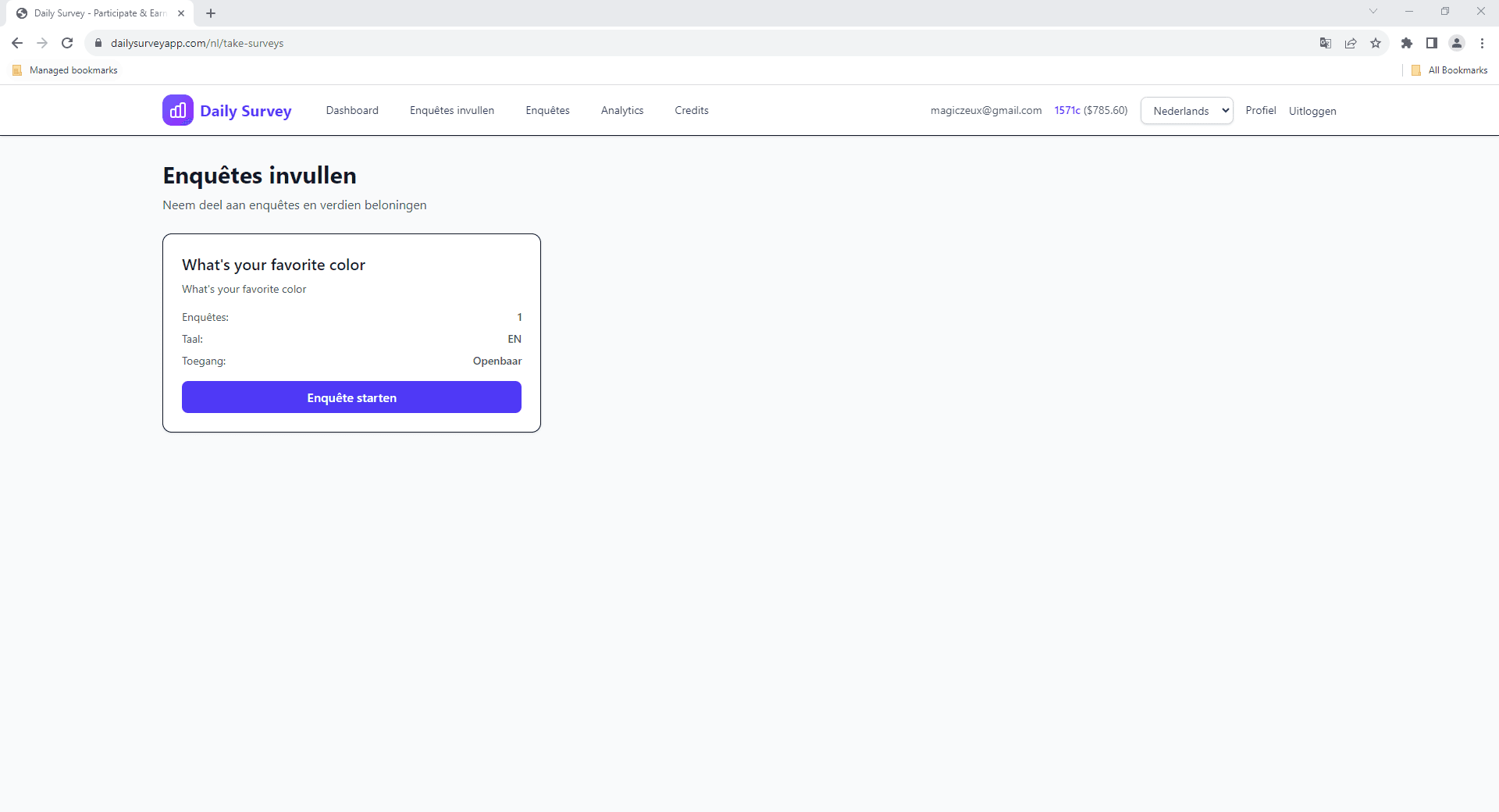 EnquĂȘtekaart met vergoeding en geschatte duur